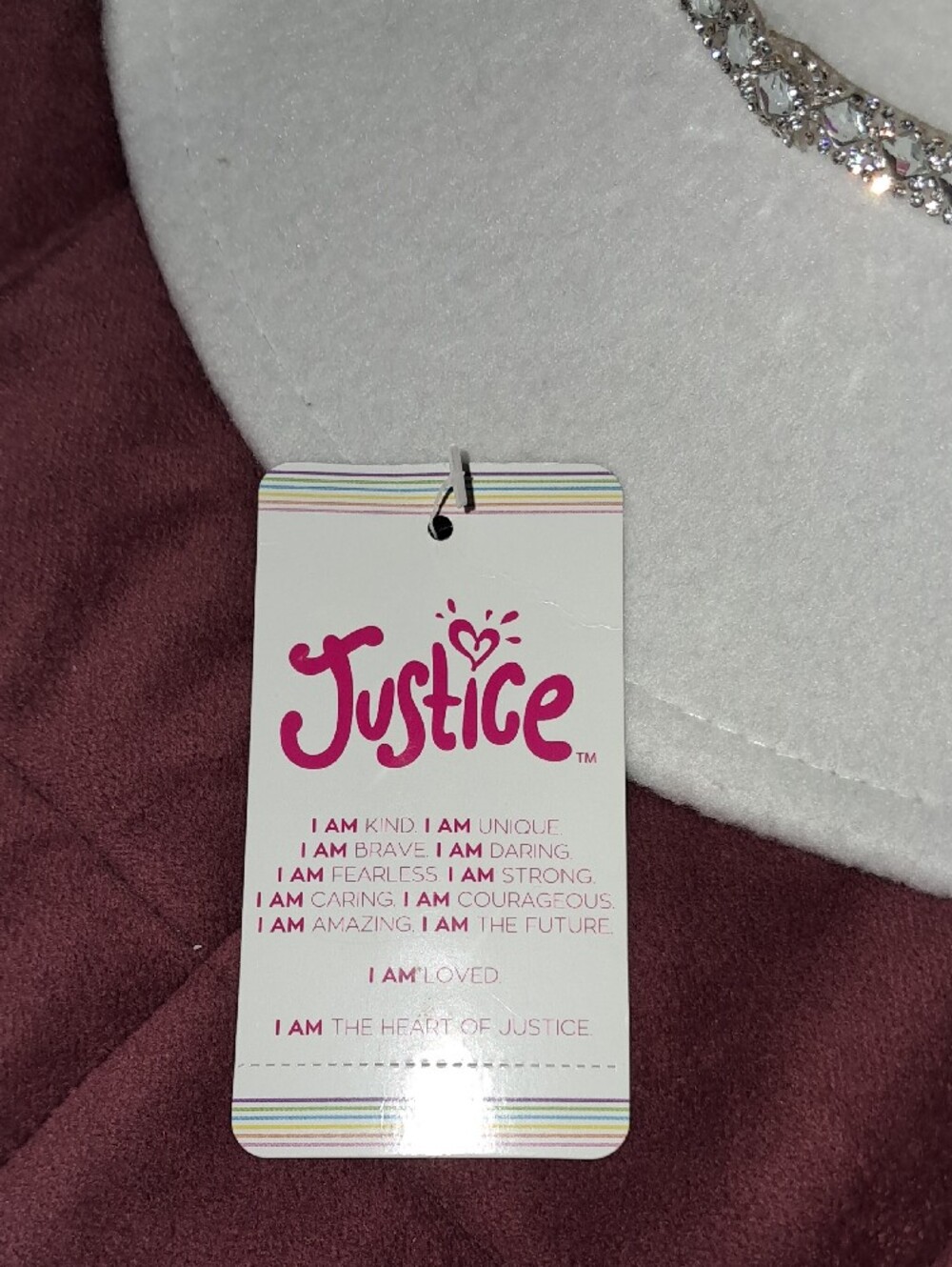 Justice White Felt Cowboy Hat with Rhinestone Trim - Picture 4 of 6